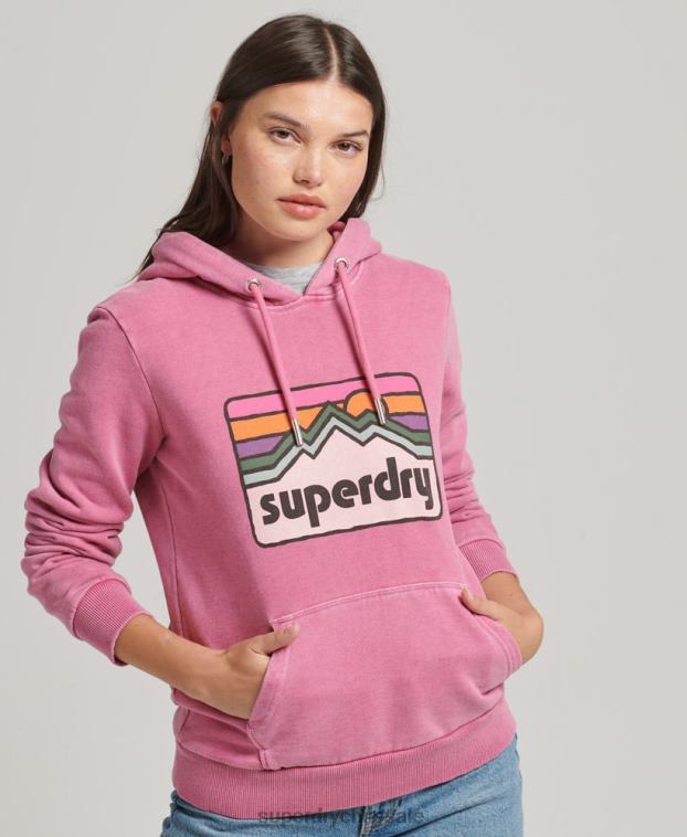 mujer Superdry rosa sudadera con gráfico de terreno de los 90 2R68Z5749