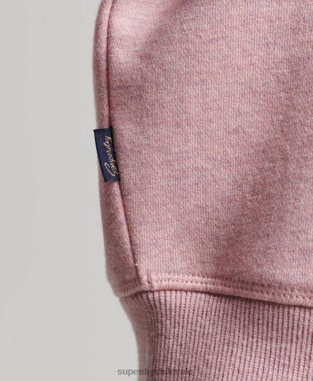 mujer Superdry rosa sudadera corta con logo vintage 2R68Z3430