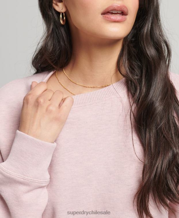 mujer Superdry rosa sudadera de algodón orgánico con logo vintage 2R68Z5762