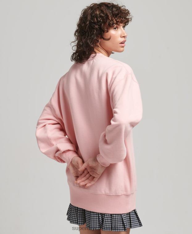 mujer Superdry rosa sudadera heritage extragrande con cuello redondo bordado 2R68Z5808