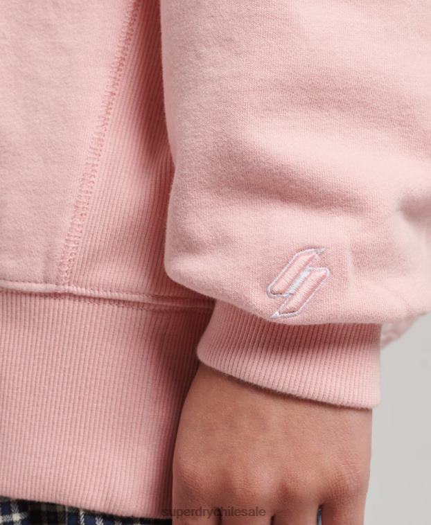 mujer Superdry rosa sudadera heritage extragrande con cuello redondo bordado 2R68Z5808