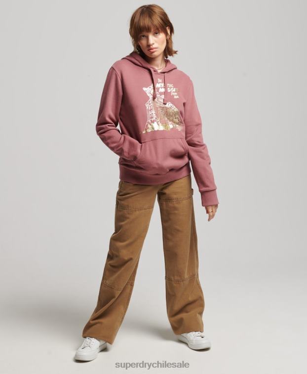 mujer Superdry rosa sudadera vintage con capucha de película B 2R68Z5774
