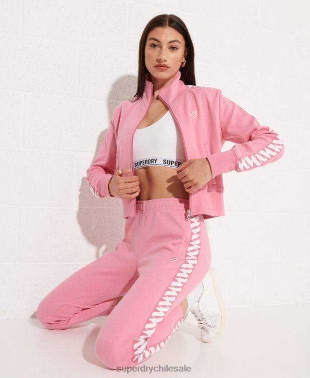 mujer Superdry rosa top deportivo con cinta codificada 2R68Z5874