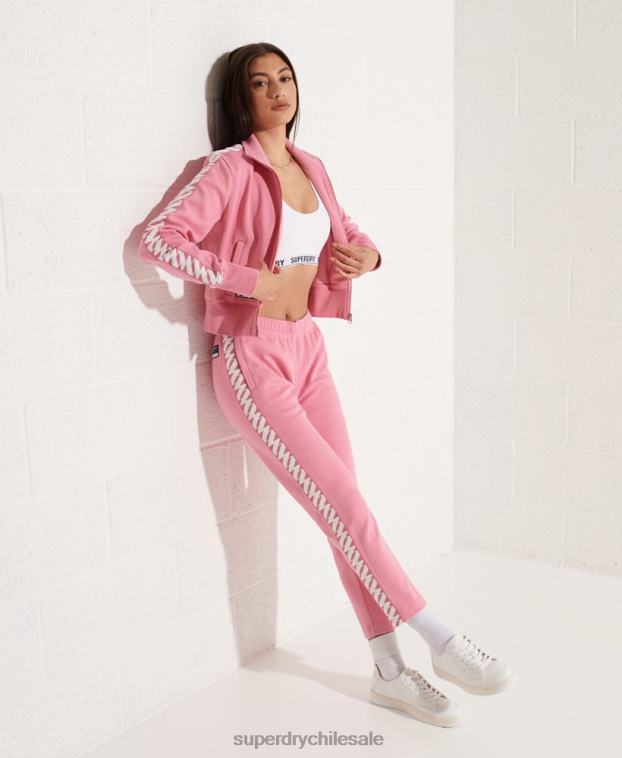 mujer Superdry rosa top deportivo con cinta codificada 2R68Z5874