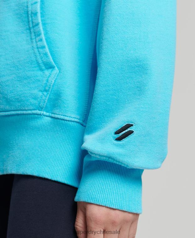 mujer Superdry turquesa sudadera con capucha extragrande teñida con logo de código 2R68Z5941