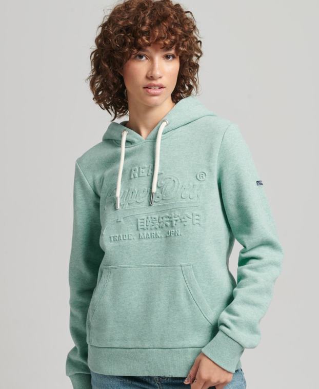 mujer Superdry turquesa sudadera con capucha y logo gráfico en relieve 2R68Z5952