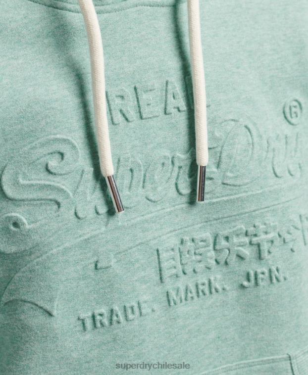 mujer Superdry turquesa sudadera con capucha y logo gráfico en relieve 2R68Z5952