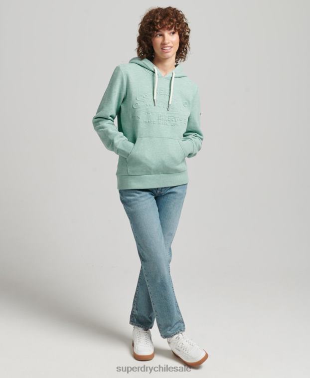 mujer Superdry turquesa sudadera con capucha y logo gráfico en relieve 2R68Z5952