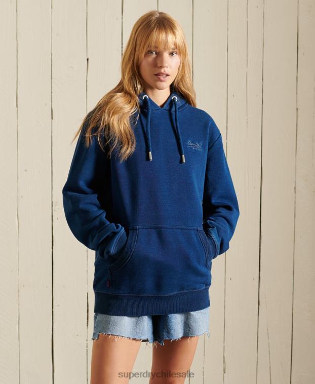 mujer Superdry turquesa sudadera holgada con logo vintage bordado 2R68Z6061
