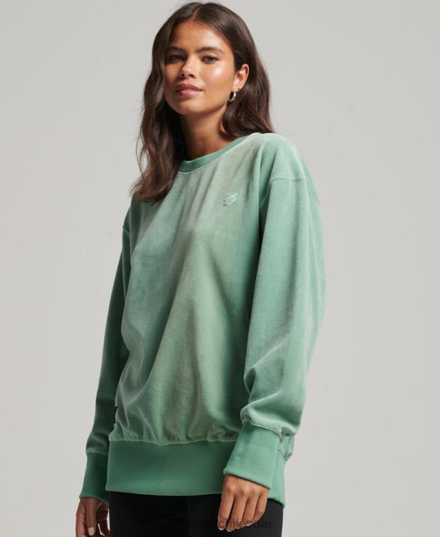 mujer Superdry verde equipo extragrande de terciopelo con logotipo de code s 2R68Z5776