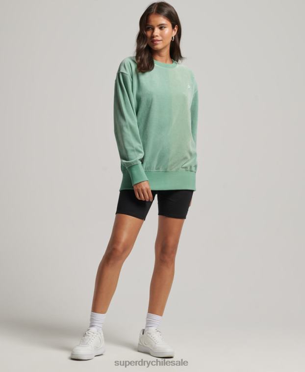 mujer Superdry verde equipo extragrande de terciopelo con logotipo de code s 2R68Z5776