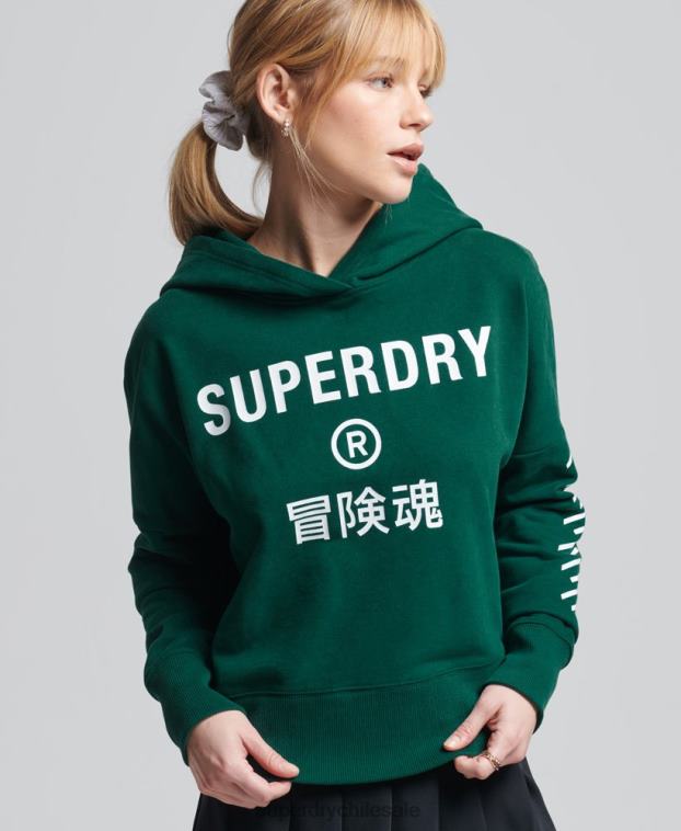 mujer Superdry verde sudadera con capucha Code Core Sport Crop Box 2R68Z5955
