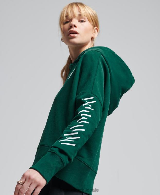 mujer Superdry verde sudadera con capucha Code Core Sport Crop Box 2R68Z5955