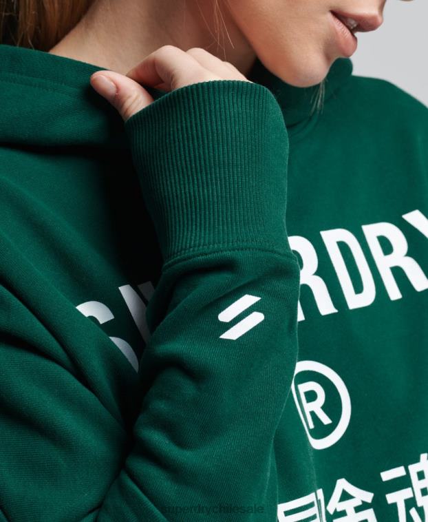 mujer Superdry verde sudadera con capucha Code Core Sport Crop Box 2R68Z5955