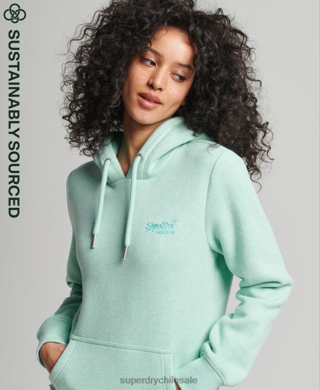 mujer Superdry verde sudadera con capucha de algodón orgánico con logo vintage bordado 2R68Z3422