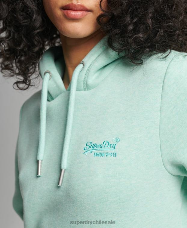 mujer Superdry verde sudadera con capucha de algodón orgánico con logo vintage bordado 2R68Z3422