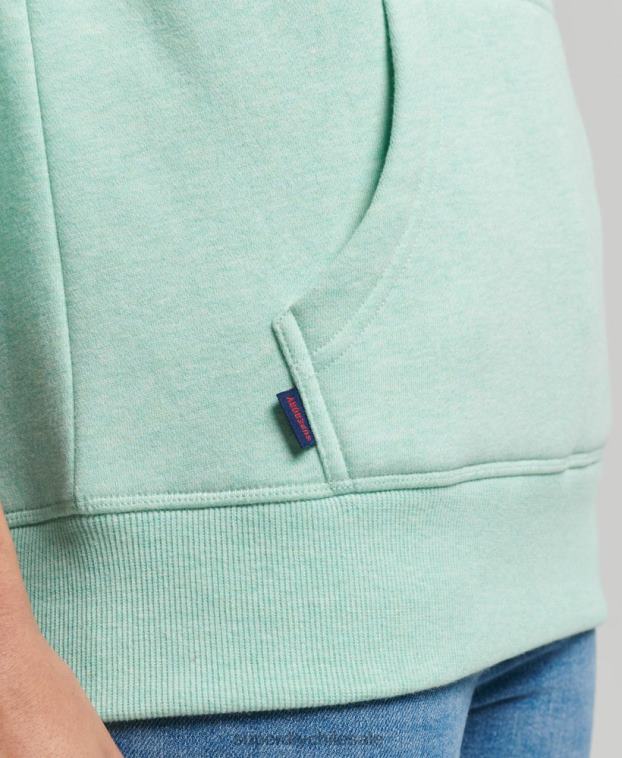 mujer Superdry verde sudadera con capucha de algodón orgánico con logo vintage bordado 2R68Z3422