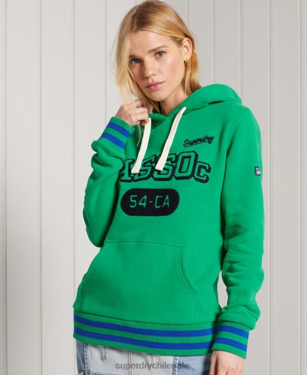 mujer Superdry verde sudadera con capucha de la unión atlética colegiada 2R68Z6133