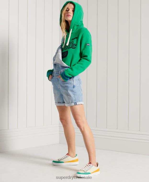mujer Superdry verde sudadera con capucha de la unión atlética colegiada 2R68Z6133