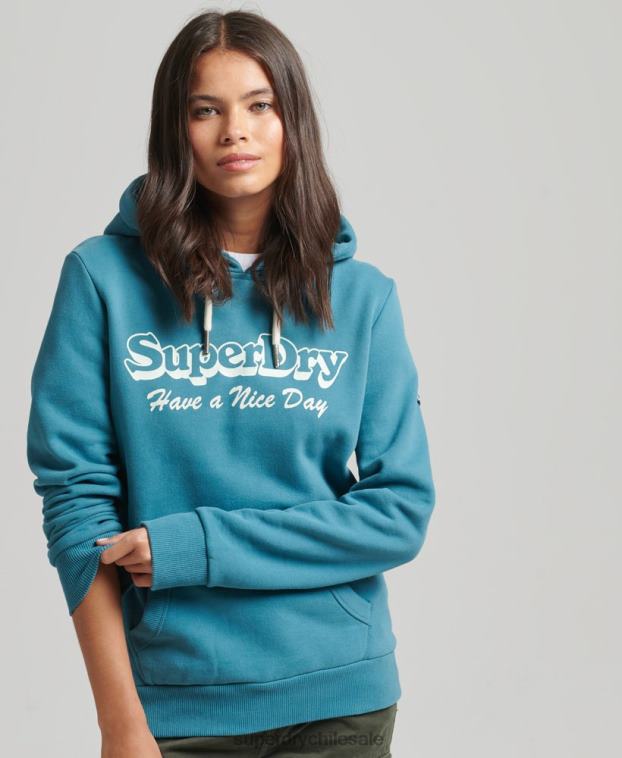 mujer Superdry verde sudadera con capucha de viaje 2R68Z6081