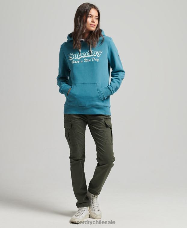 mujer Superdry verde sudadera con capucha de viaje 2R68Z6081