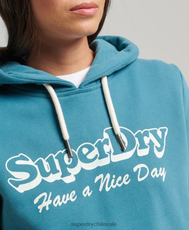 mujer Superdry verde sudadera con capucha de viaje 2R68Z6081