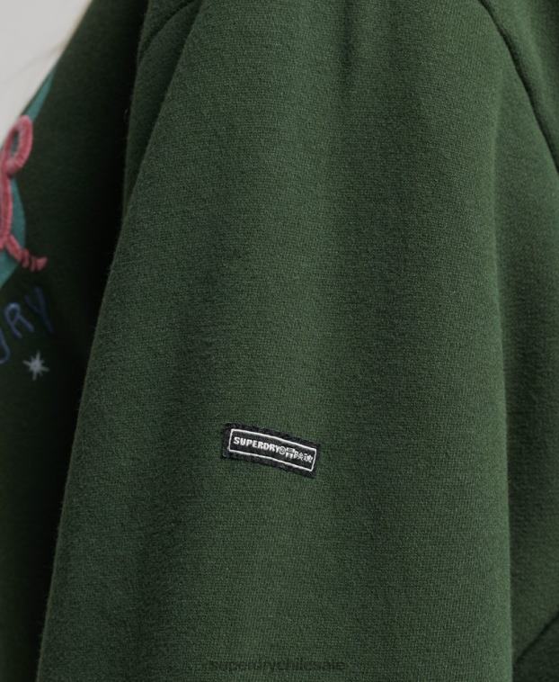mujer Superdry verde sudadera con capucha folk nómada 2R68Z3415