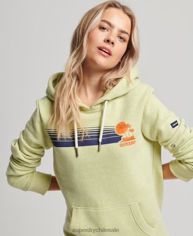 mujer Superdry verde sudadera con capucha vintage genial al aire libre 2R68Z2168