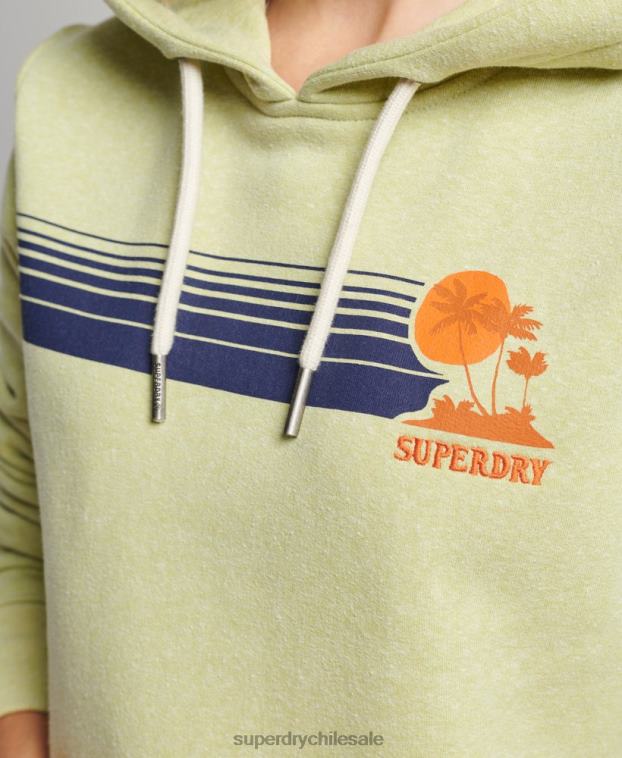 mujer Superdry verde sudadera con capucha vintage genial al aire libre 2R68Z2168