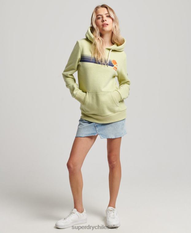 mujer Superdry verde sudadera con capucha vintage genial al aire libre 2R68Z2168