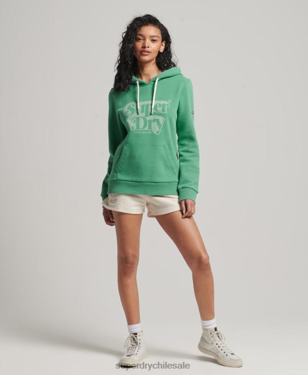 mujer Superdry verde sudadera con capucha vintage shadow 2R68Z2202