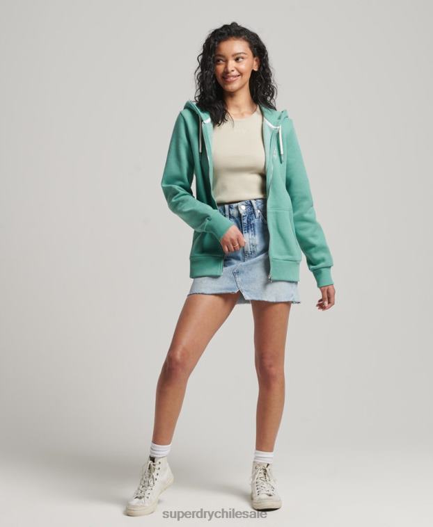 mujer Superdry verde sudadera con capucha y cremallera vintage cali 2R68Z2271