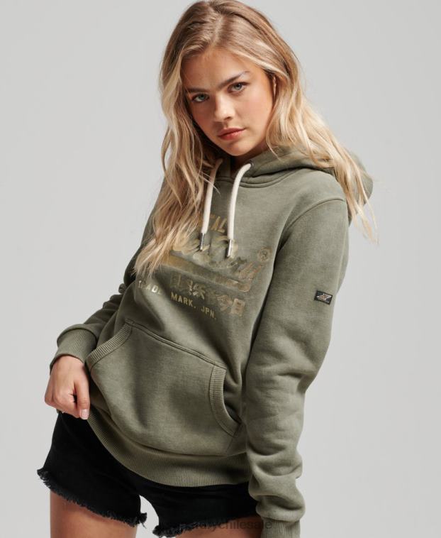 mujer Superdry verde sudadera con capucha y detalles 2R68Z3284