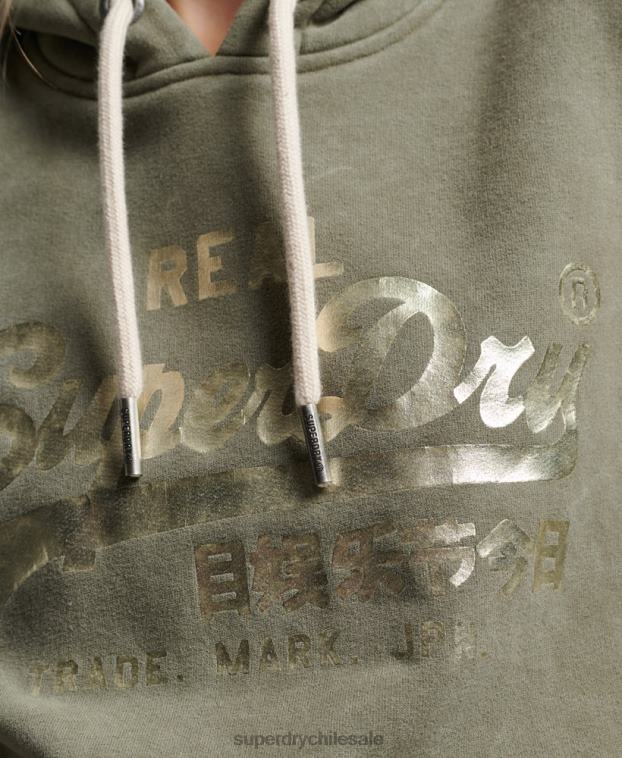 mujer Superdry verde sudadera con capucha y detalles 2R68Z3284