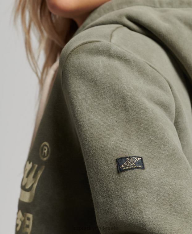 mujer Superdry verde sudadera con capucha y detalles 2R68Z3284