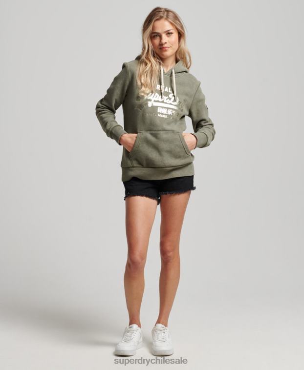 mujer Superdry verde sudadera con capucha y detalles 2R68Z3284
