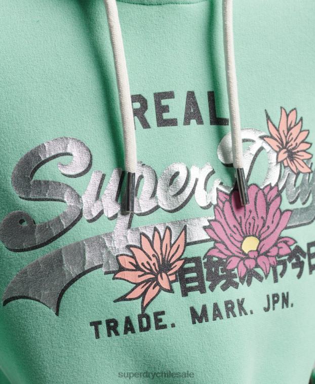 mujer Superdry verde sudadera con capucha y logo vintage 2R68Z2294