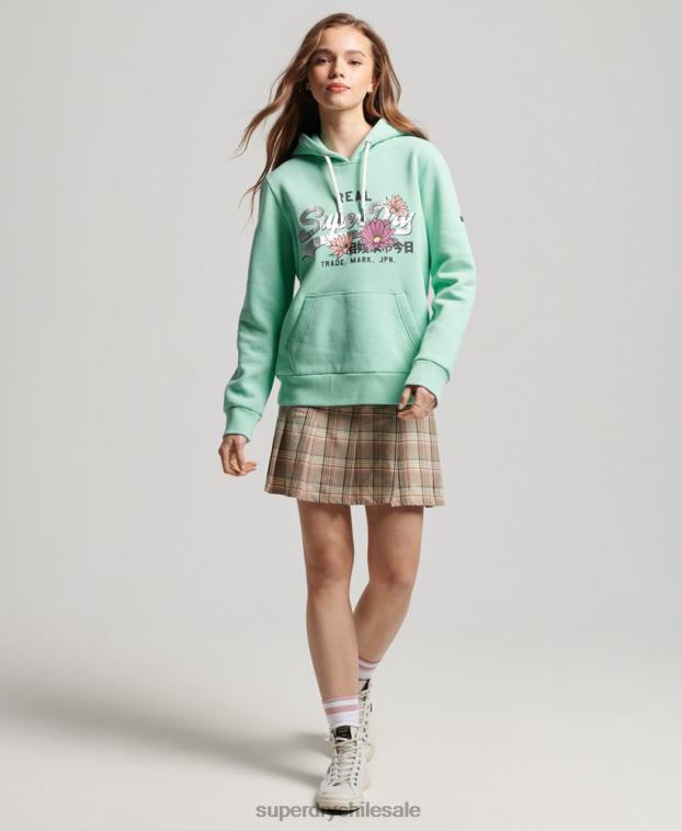 mujer Superdry verde sudadera con capucha y logo vintage 2R68Z2294