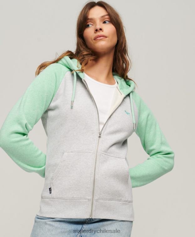 mujer Superdry verde sudadera con capucha y logo vintage bordado 2R68Z3349
