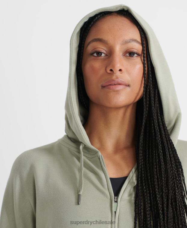 mujer Superdry verde sudadera con cremallera flexible 2R68Z5917