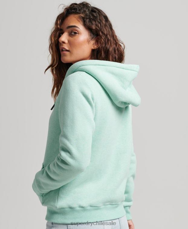 mujer Superdry verde sudadera con cremallera y forro de borreguito esencial 2R68Z5757