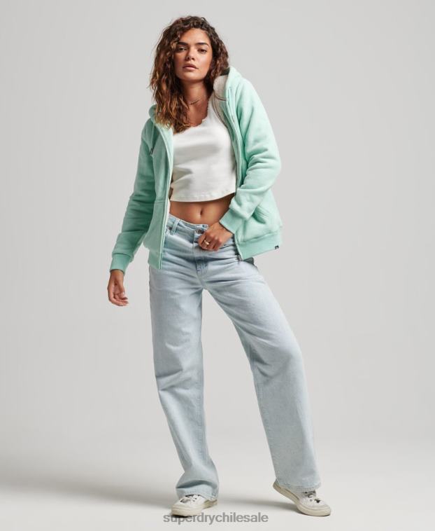 mujer Superdry verde sudadera con cremallera y forro de borreguito esencial 2R68Z5757