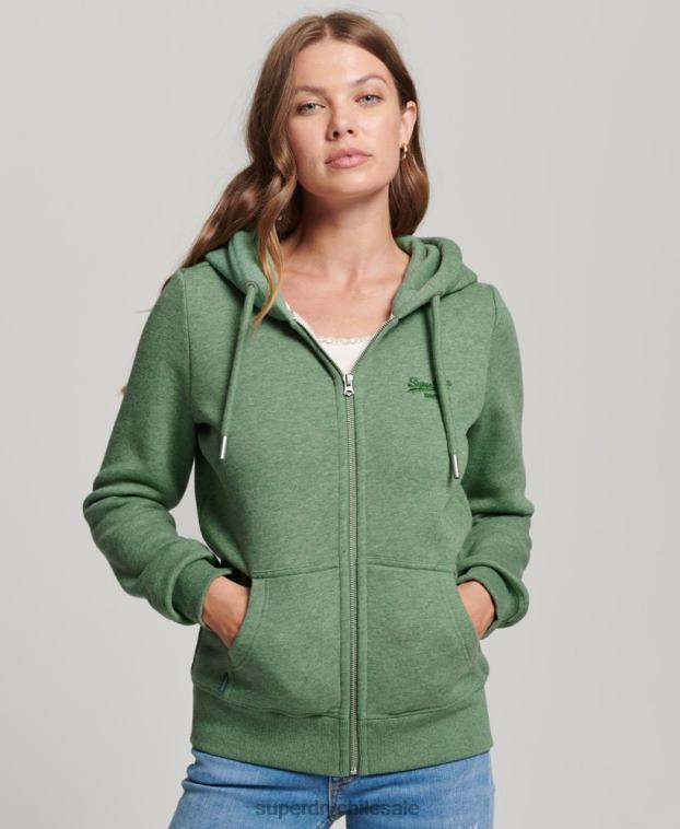 mujer Superdry verde sudadera con cremallera y logo Essential de algodón orgánico 2R68Z5957