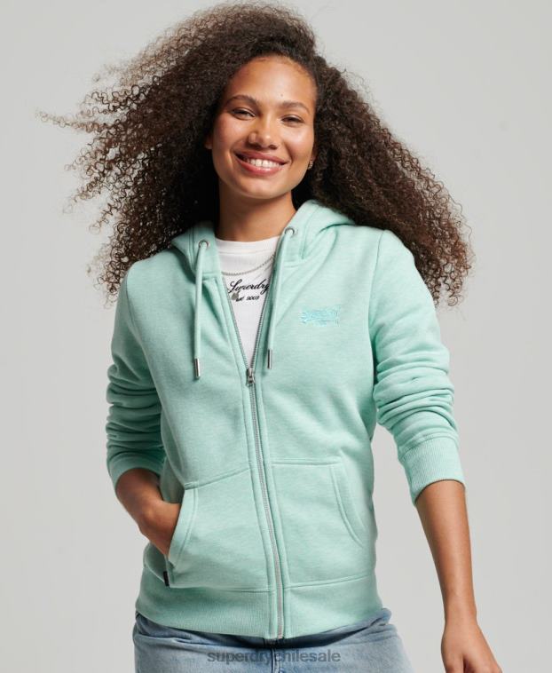 mujer Superdry verde sudadera con cremallera y logo bordado 2R68Z3268