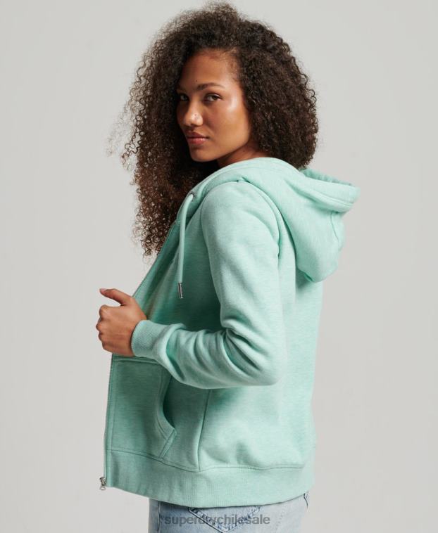 mujer Superdry verde sudadera con cremallera y logo bordado 2R68Z3268