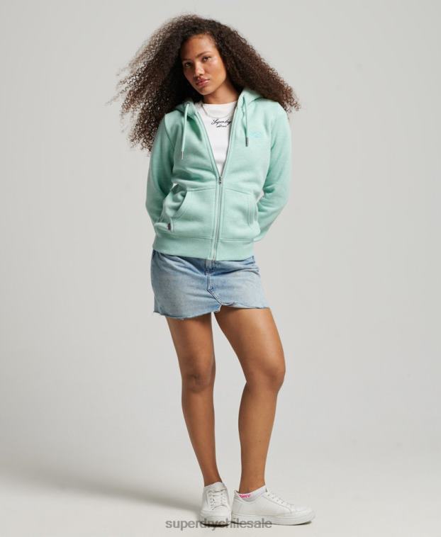 mujer Superdry verde sudadera con cremallera y logo bordado 2R68Z3268