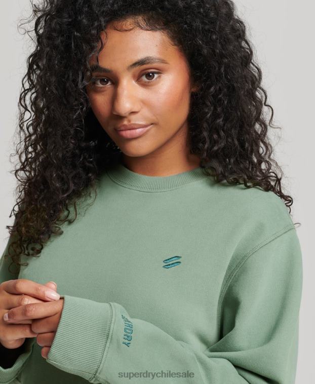 mujer Superdry verde sudadera con cuello redondo de algodón orgánico 2R68Z3341