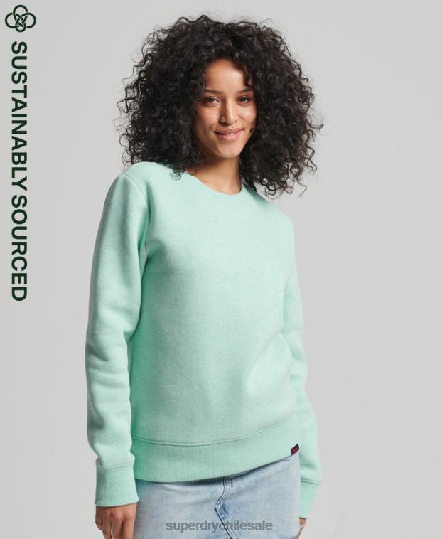 mujer Superdry verde sudadera con cuello redondo vintage de algodón orgánico 2R68Z5855