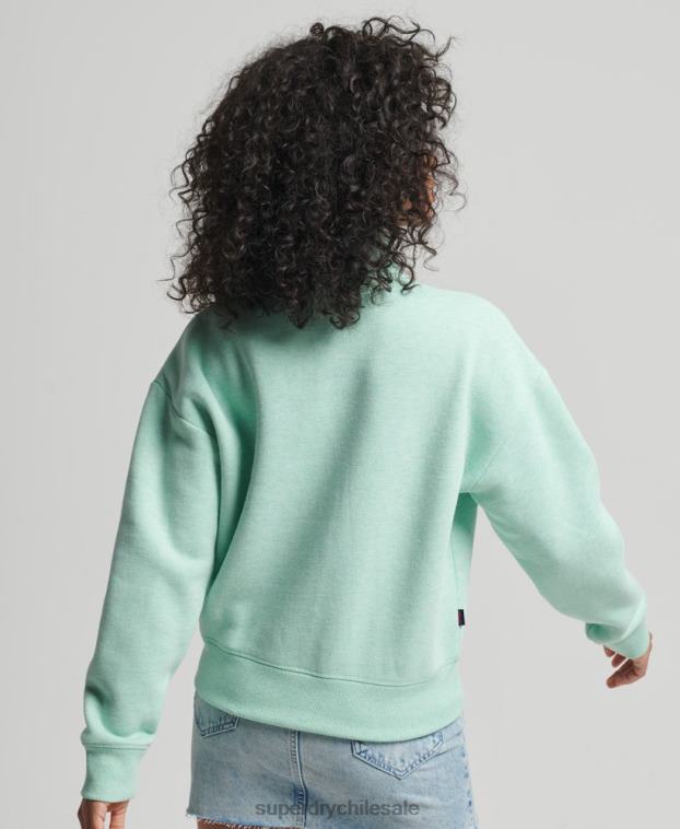 mujer Superdry verde sudadera con cuello tunecino y logo vintage de algodón orgánico 2R68Z5893