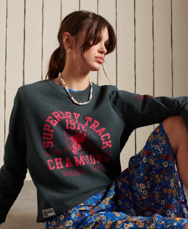 mujer Superdry verde sudadera con equipo de atletismo 2R68Z6107